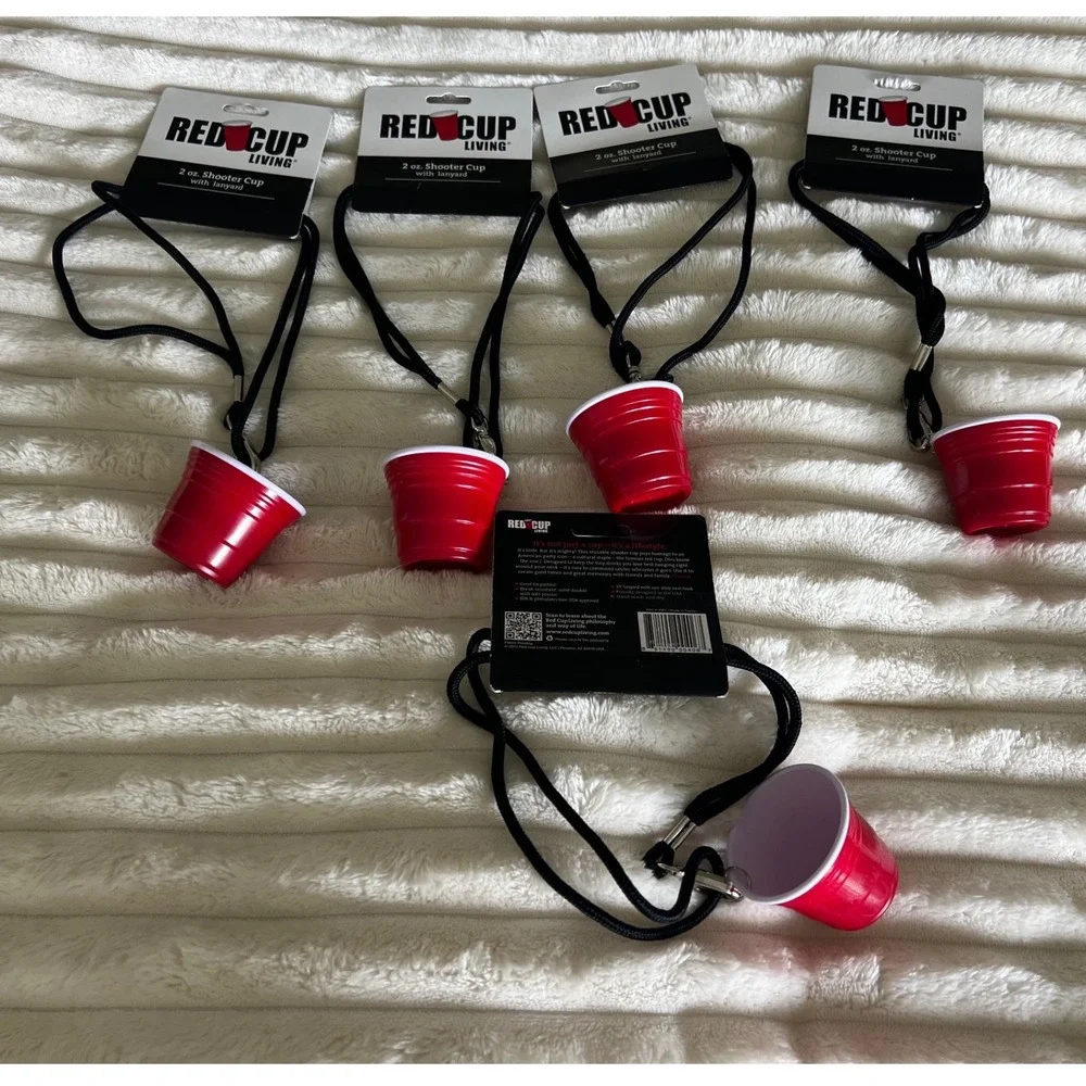 Red Cup Living 2 oz Shooter‎ Cup with Lanyard Set of 5 Reusable Party Shot 4067